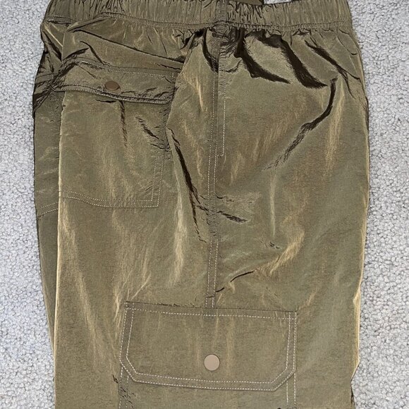 GOOD AMERICAN NYLON PARACHUTE CARGO JOGGER PANTS Chocolate Brown Size 2 = Medium - Picture 15 of 15
